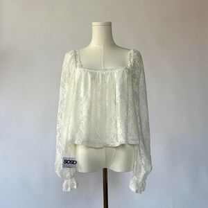 Lace Blouse Square Neck Long Sleeve Miss Selfridge